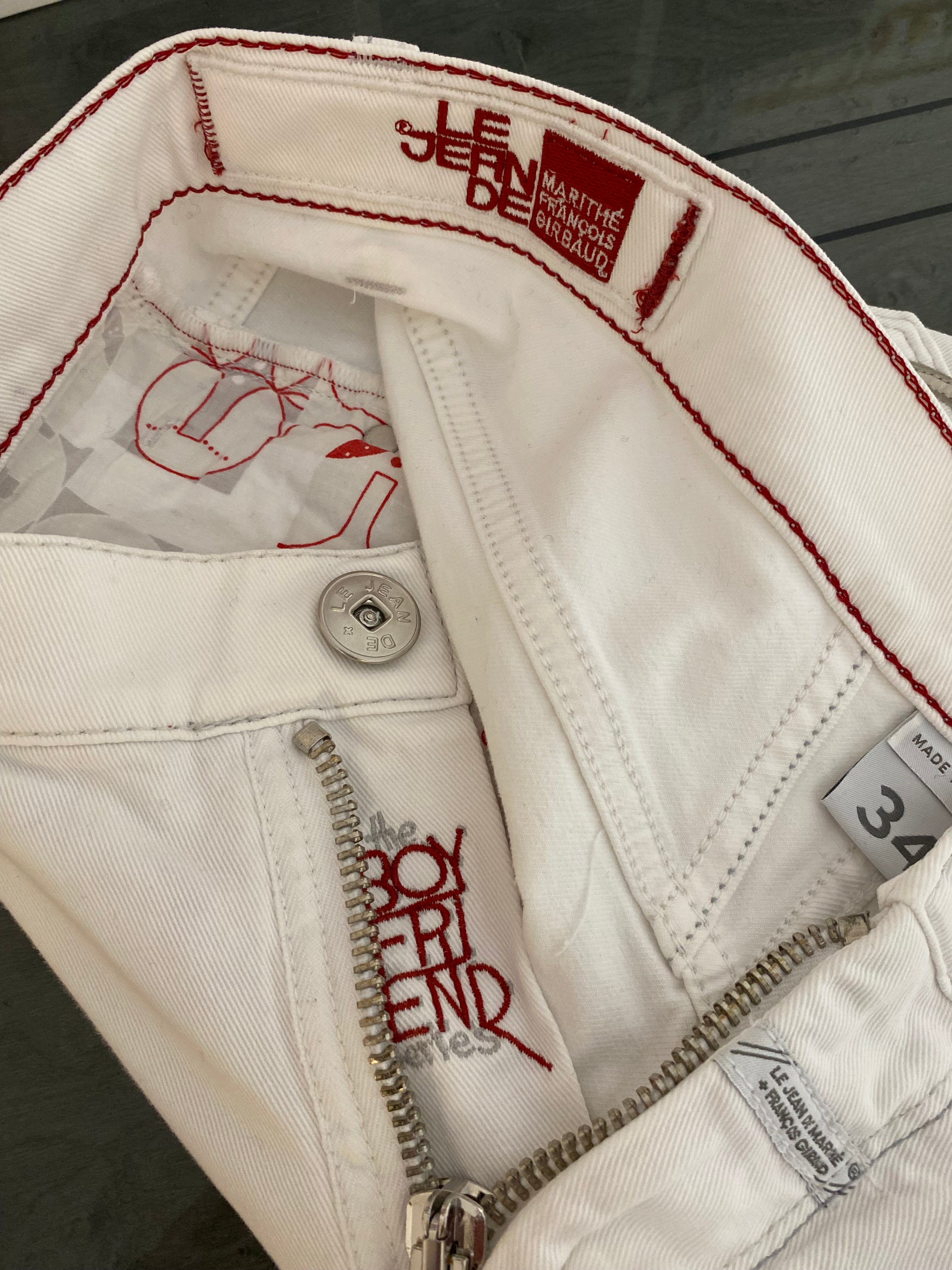 Original Marithé + François Girbaud White Jeans, low waist, Gr. M/L First Boyfriend