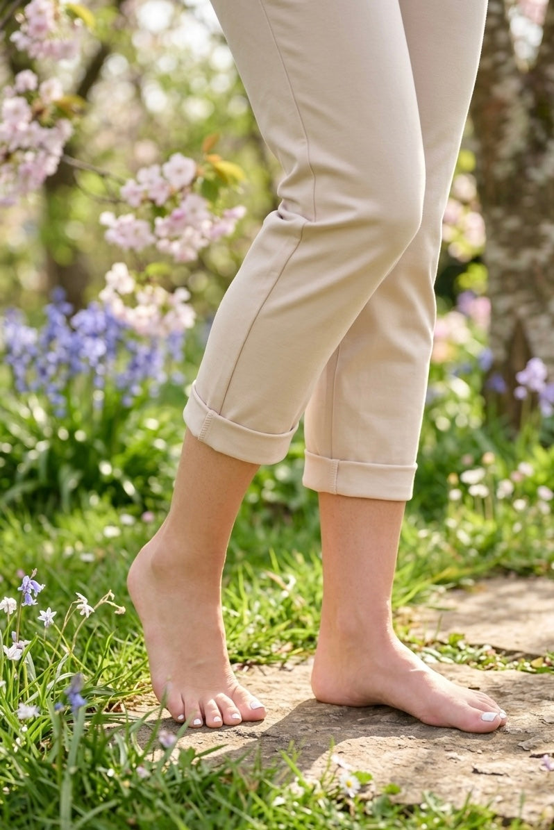 Stylische 7/8 Stretch-Hose in Off-White oder Ecru Gr S-M ( 36/38)