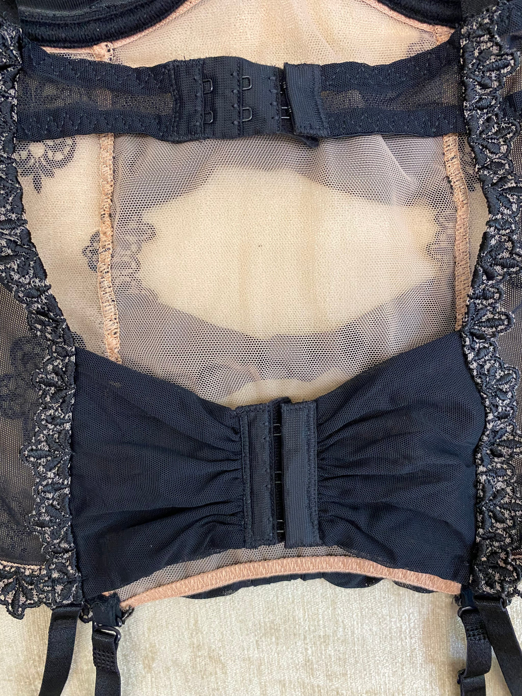 Luxuriöse Aubade Korsage / Torselett – Schwarz/Nude, 80 C, Neuwertig