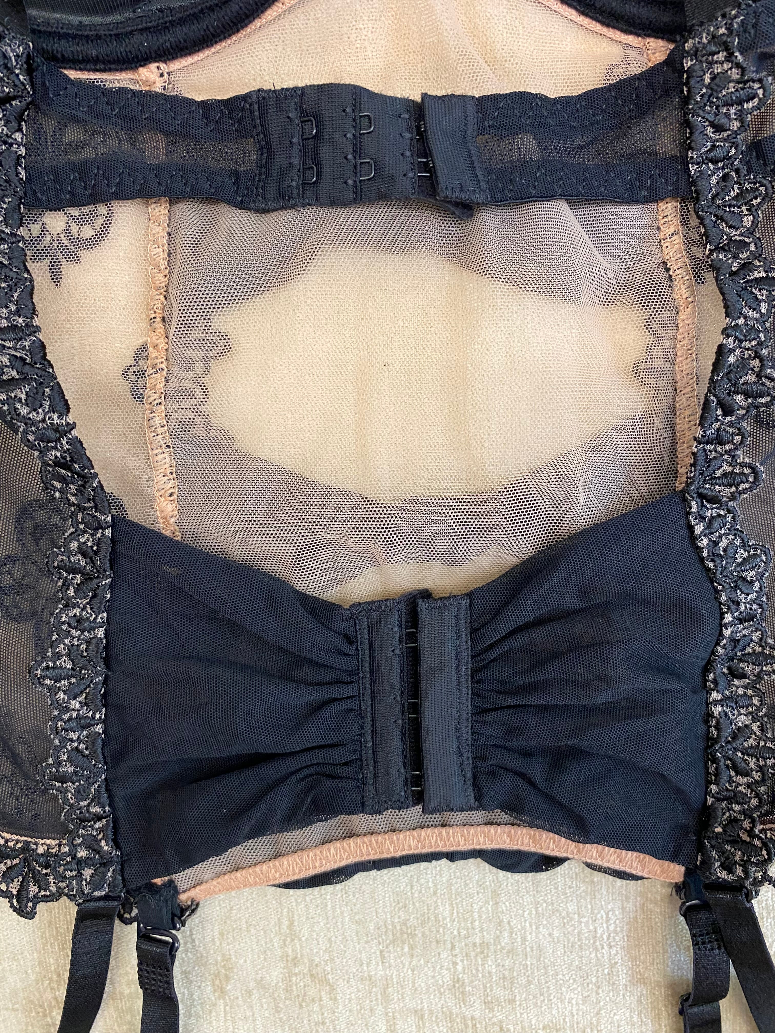 Luxuriöse Aubade Korsage / Torselett – Schwarz/Nude, 80 C, Neuwertig