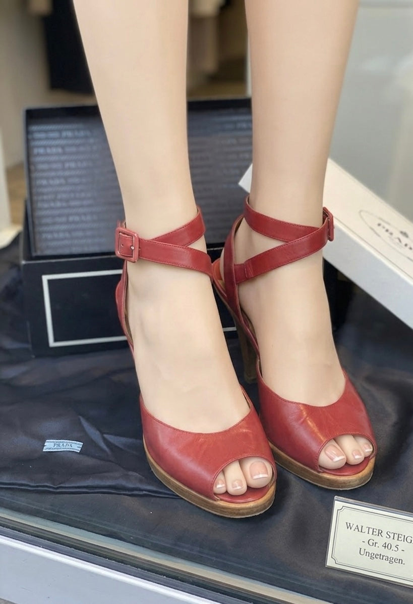 Luxus pur: Walter Steiger Peeptoe-Sandaletten (Gr. 40.5) neu!