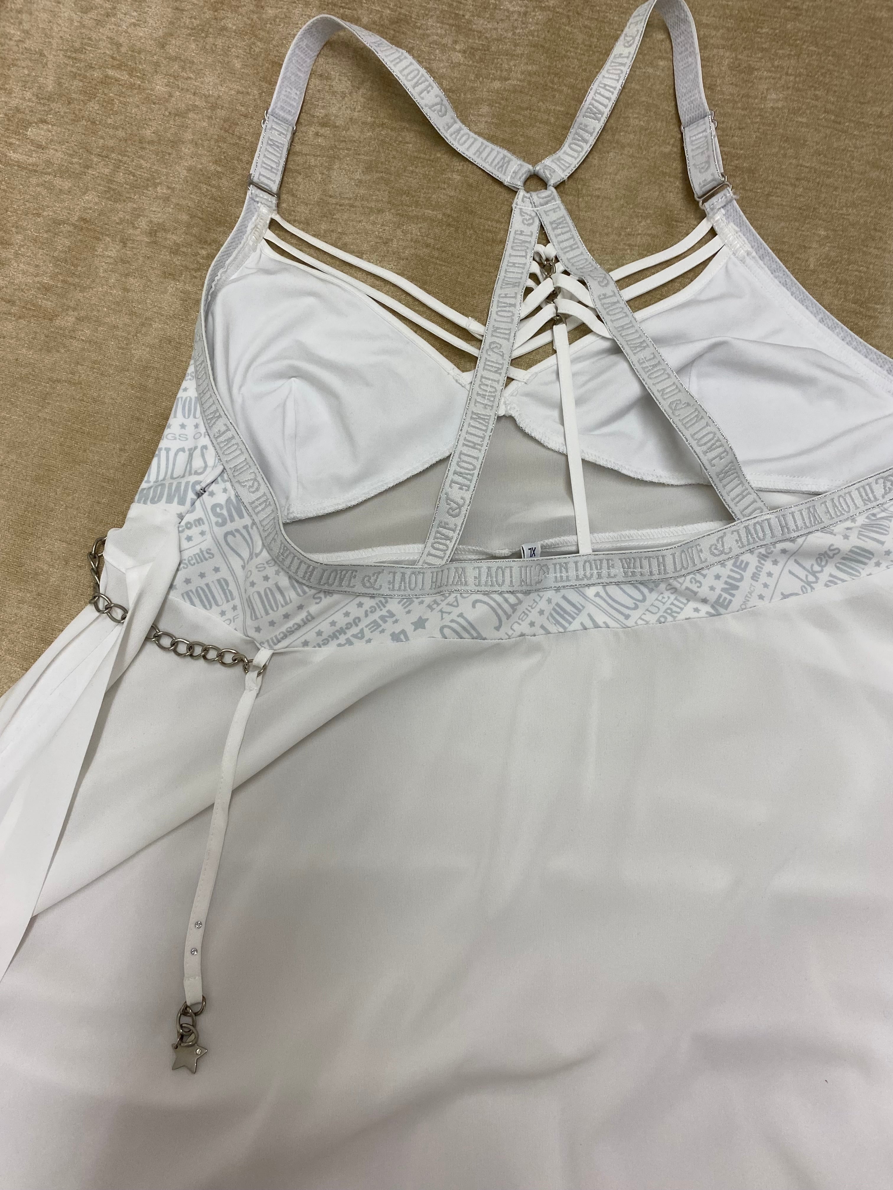 Exklusives, umwerfendes Top von Marlies Dekkers – Weiß mit Strass & Kettendetails