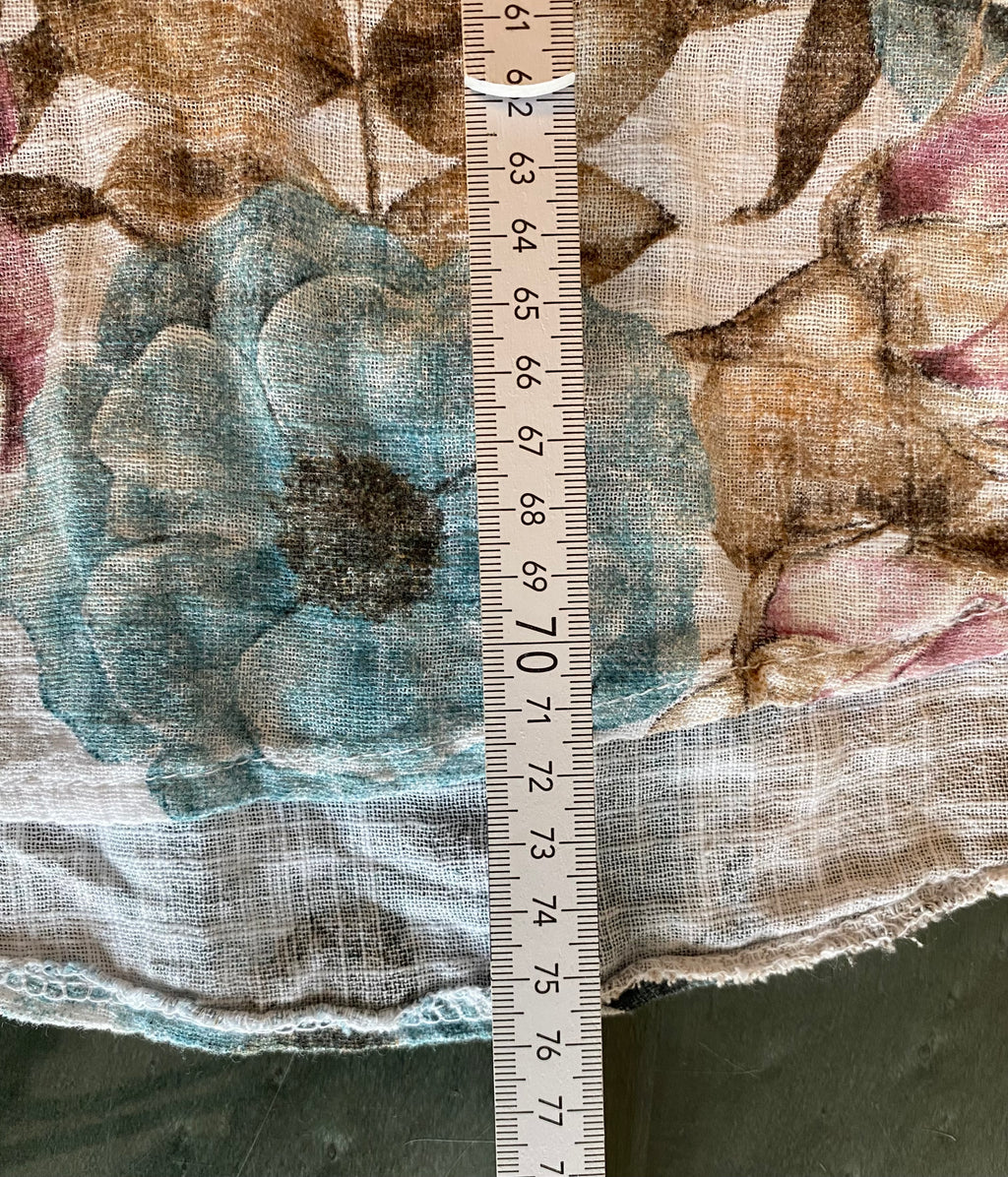 Romantische Sommer-Tunika/Bluse 100% Baumwolle, Leinenoptik,
M-XL