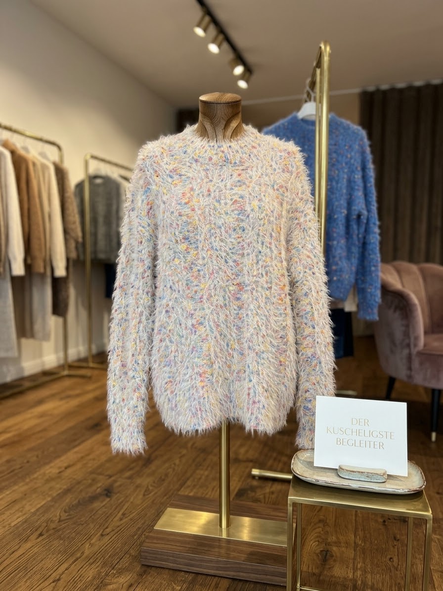 Super kuscheliger Strickpullover mit bunten Farbnoppen, in 4 Farben, One Size ( M-XL)