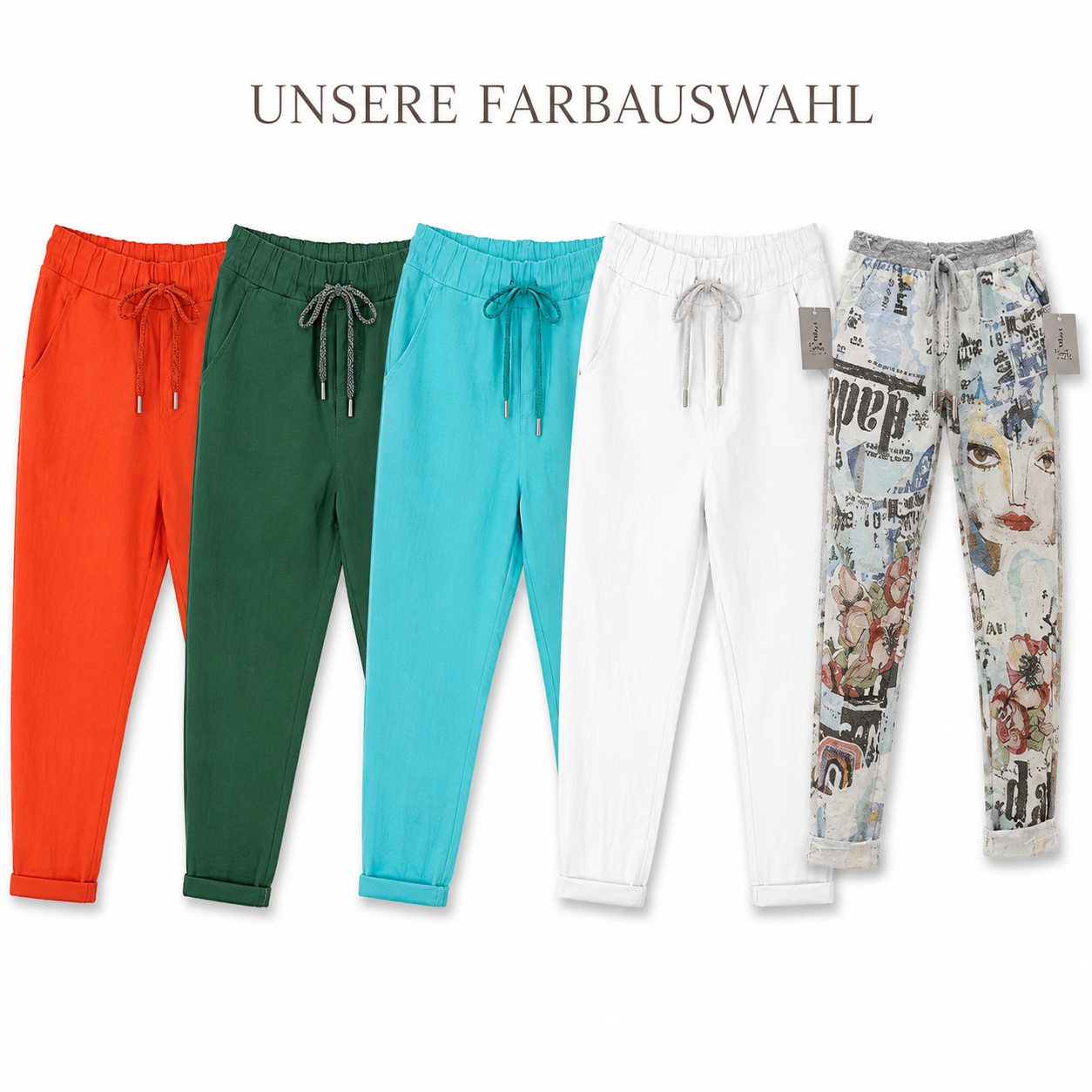 Superbequeme Stretch-Hose /Jogpants uni oder mit Pop-Art Print, Einheitsgröße M/XL