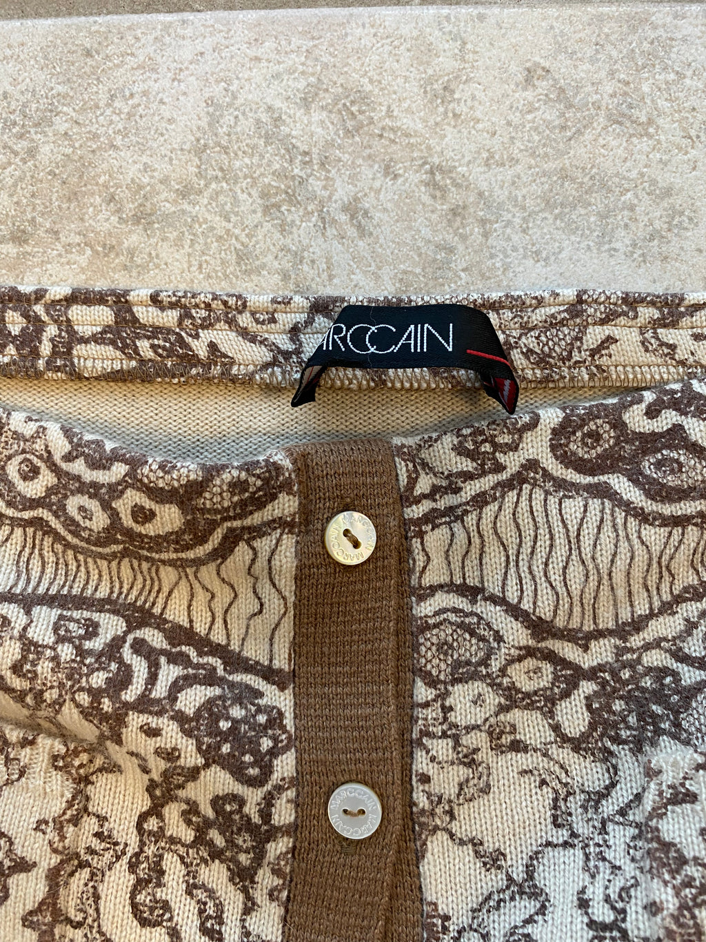 Marc Cain Minirock, Edles Spitzen-Muster, Braun/Beige N3, Gr.M / 38