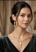Exklusives handgearbeitetes Schmuck-Set „Aurelia" 24 Karat vergoldet mit echten Perlen (Design Anna Mütz)