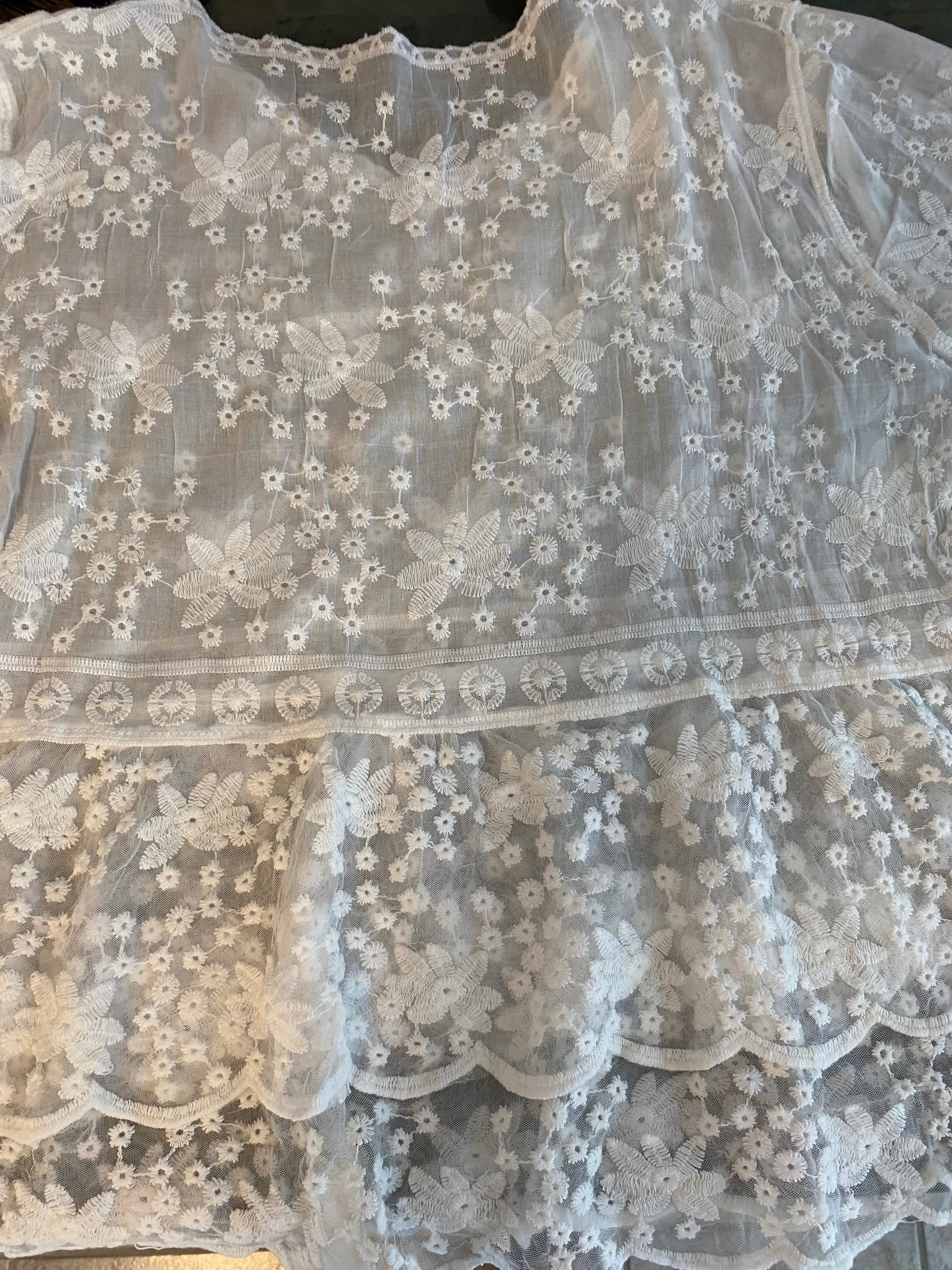 Traumhaft weite Boho-Lagenbluse, im Ibiza-Style, Gypsy-Chic in Off-White, 100% Baumwolle lockere Einheits Größe M-XXL