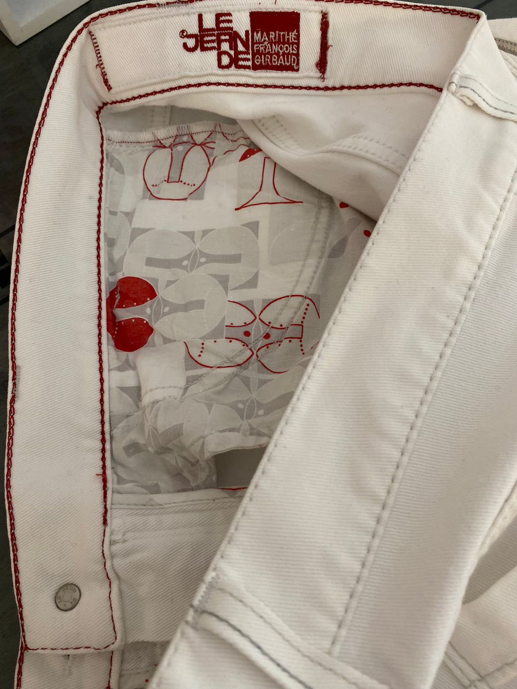 Original Marithé + François Girbaud White Jeans, low waist, Gr. M/L First Boyfriend