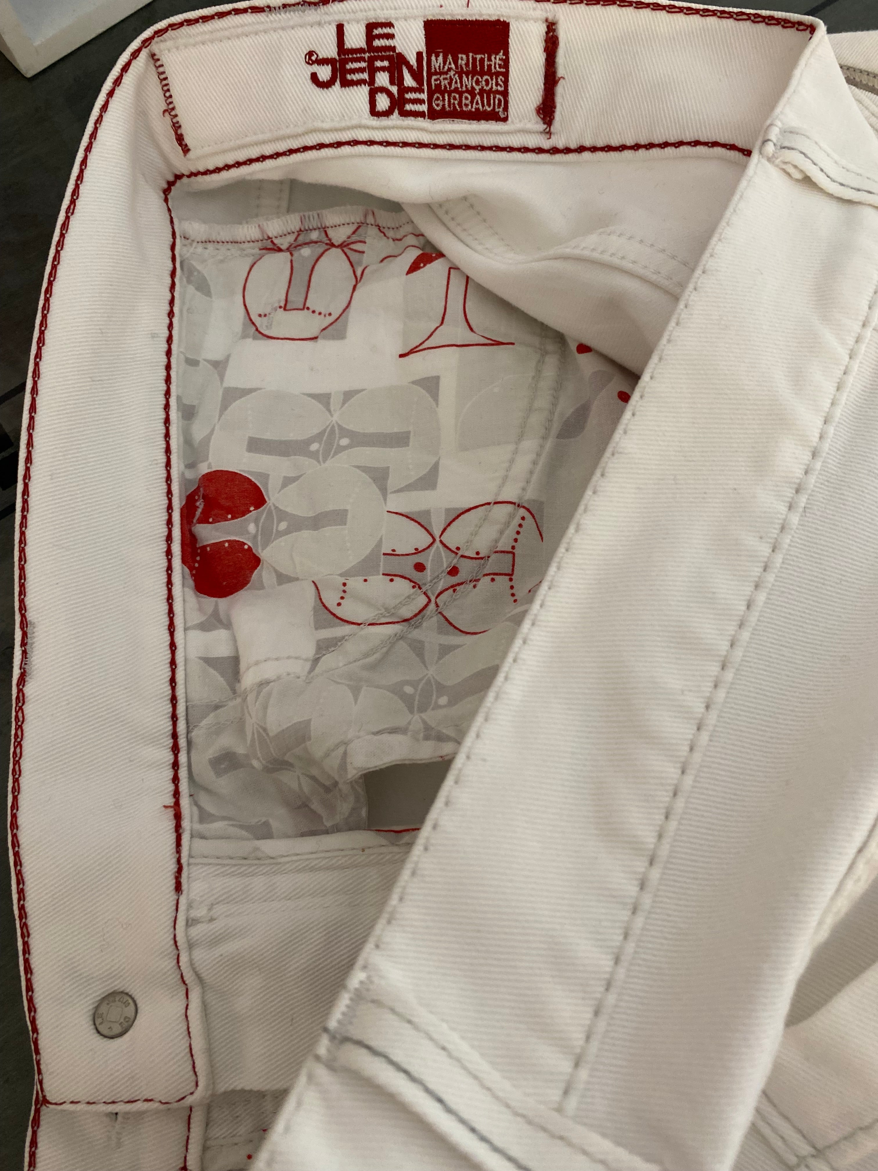 Original Marithé + François Girbaud White Jeans, low waist, Gr. M/L First Boyfriend