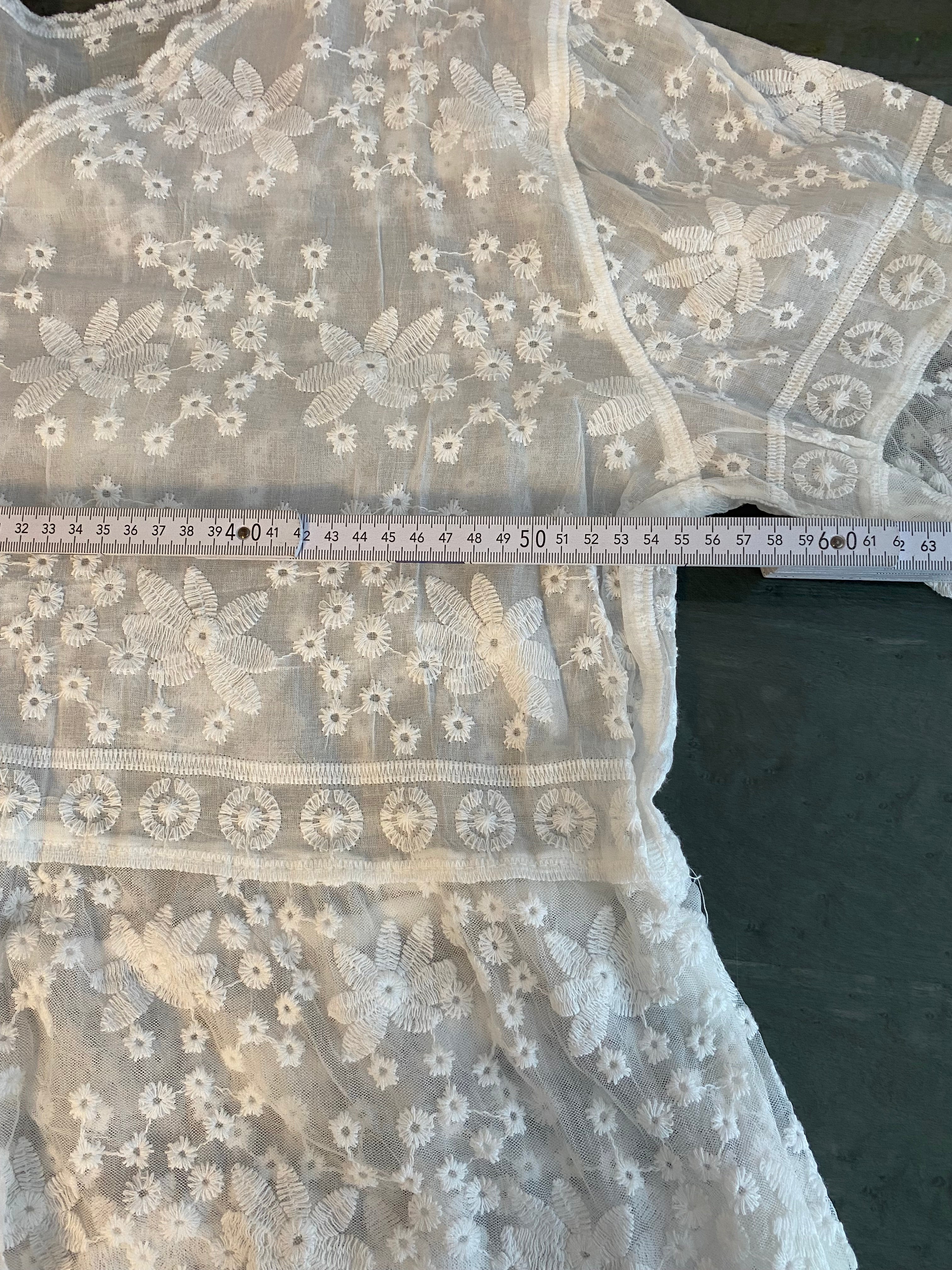 Traumhaft weite Boho-Lagenbluse, im Ibiza-Style, Gypsy-Chic in Off-White, 100% Baumwolle lockere Einheits Größe M-XXL