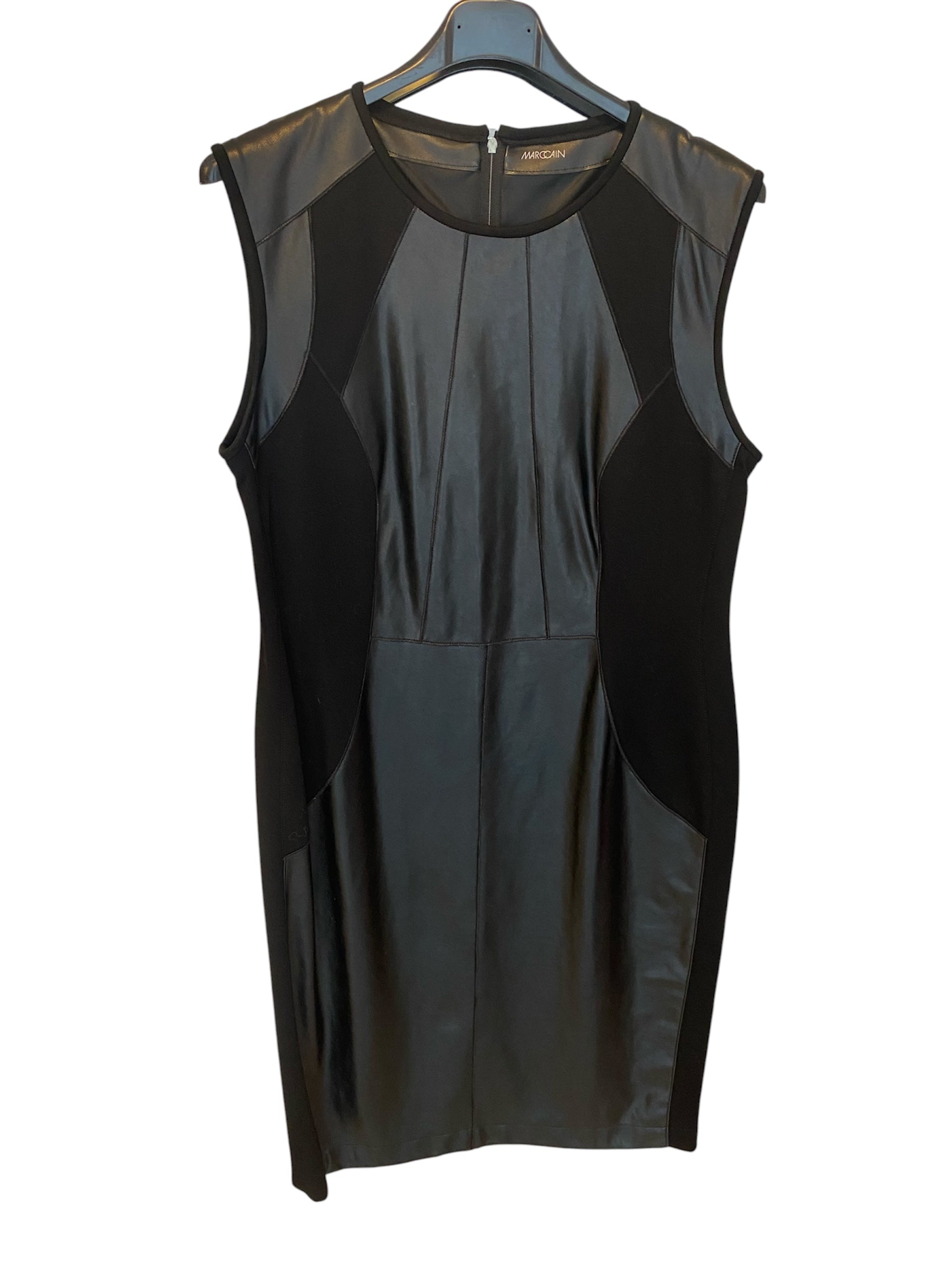 Edles MARC CAIN Kleid (mit leicht rockigem Touch) Leder-Optik & Stretch, N4 Gr. 38/40, Top Zustand- ungetragen!