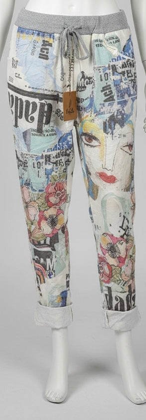 Superbequeme Stretch-Hose /Jogpants uni oder mit Pop-Art Print, Einheitsgröße M/XL